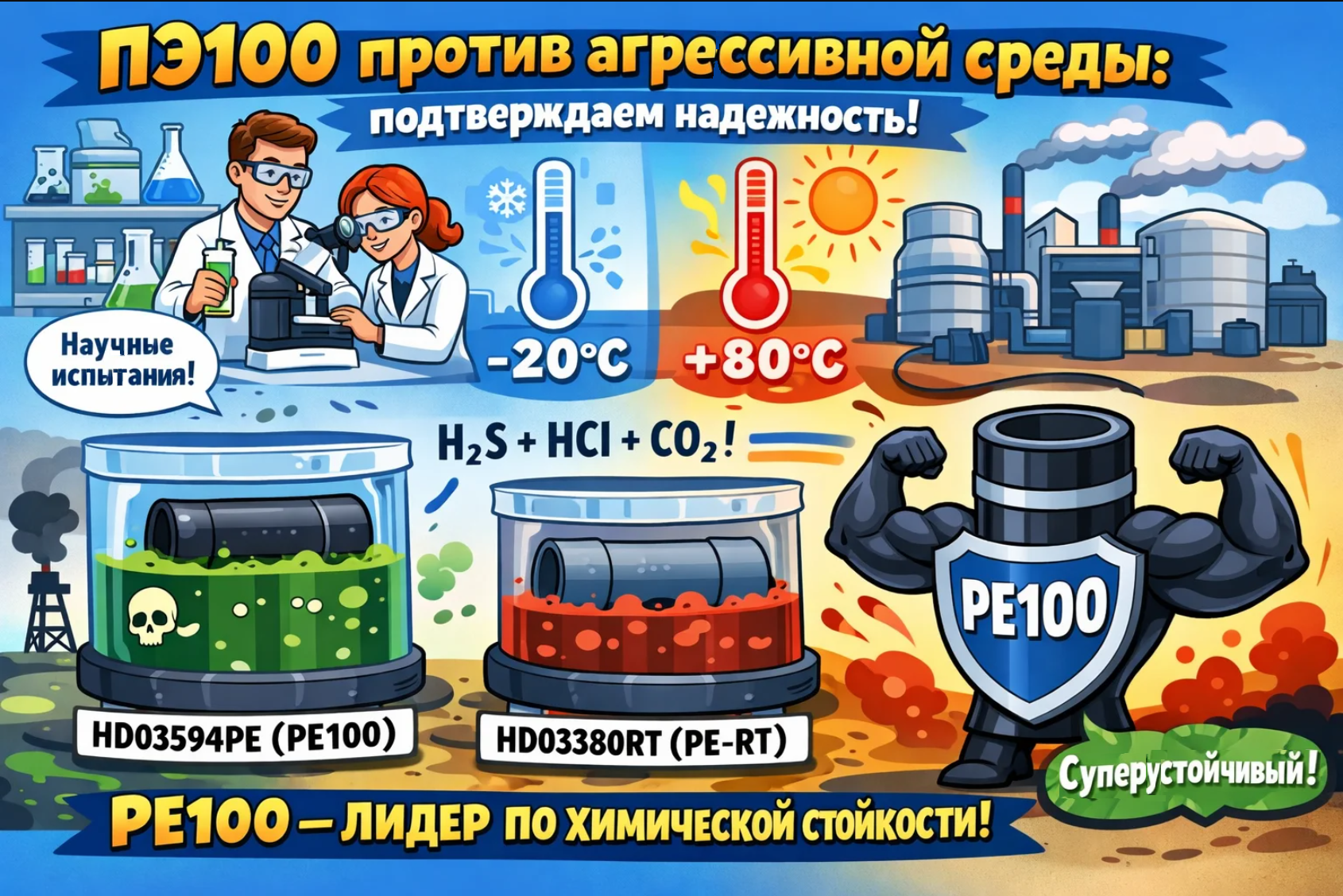 ПЭ100 против агрессивной среды: подтверждаем надежность